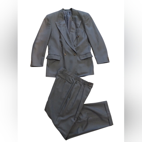 Hugo Boss Al Capone Chicago Suit Wool GUC Blue Vintage Size GR 50 - Picture 7 of 15